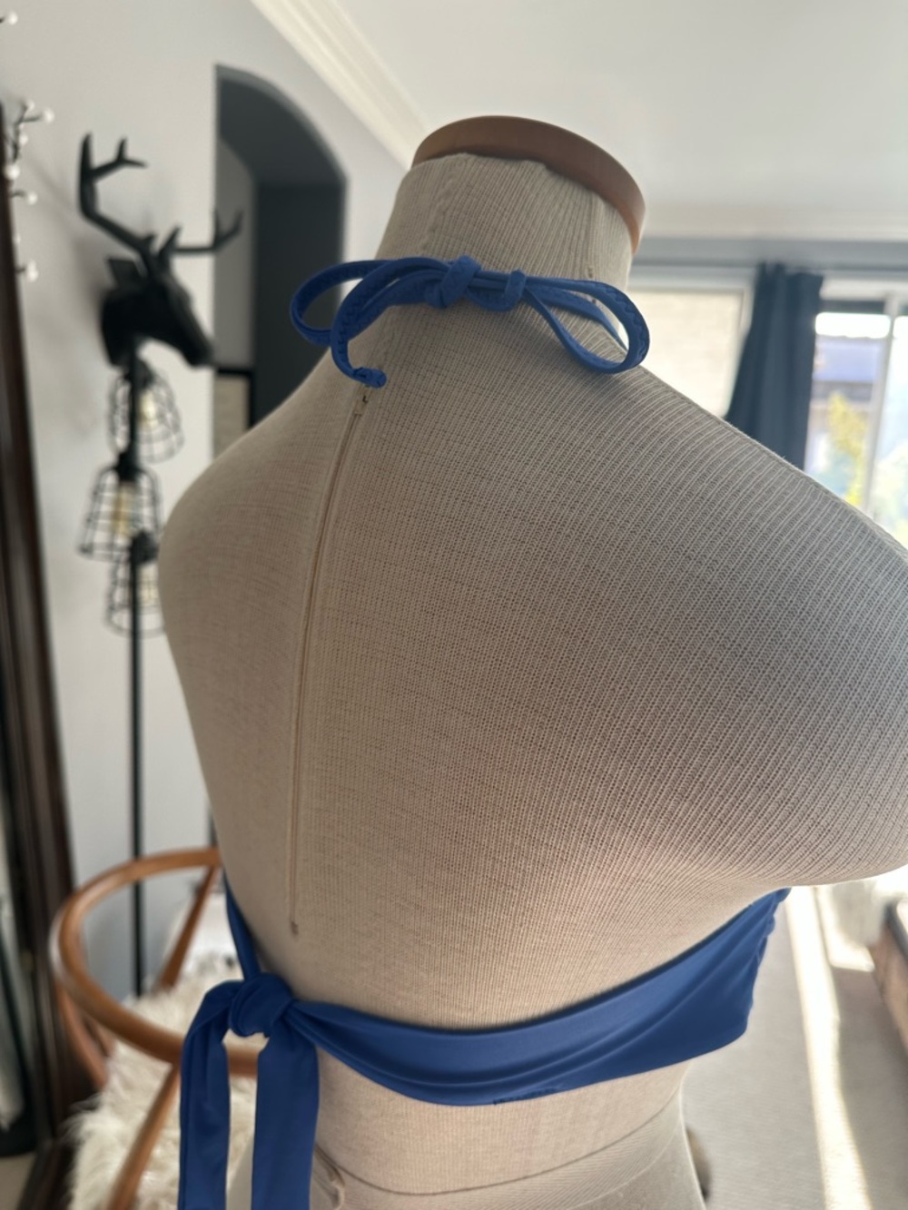 BECCA royal blue Swim Top with corded detail, size large - Picture 5 of 11